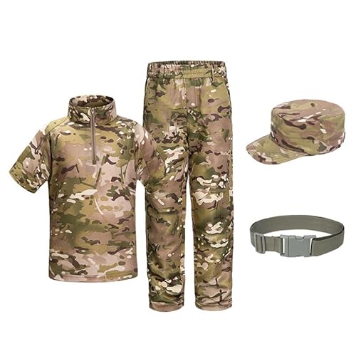 Uplateng Kinder Jungen Militärische Taktische Armee Uniform Jagd Kleidung Sets Kinder Airsoft Camouflage Wandern Jacken Outdoor Sport Anzug 110-160 (Sets A,M) von Uplateng