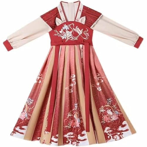 Uplateng Mädchen Kleid Hanfu Vintage Stil Kinder Kleidung Chinesische Kleidung Cosplay Outfit Kinder Prinzessin Kostüm Mädchen Geschenk Kleider 110-160 (B,140) von Uplateng