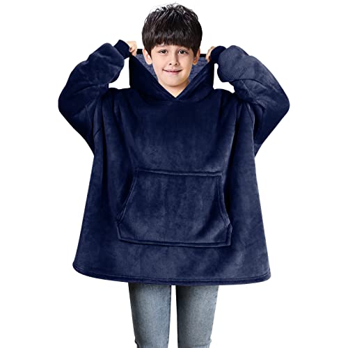 Uplayteck Übergroße Hoodie Decke zum Anziehen Kinder, Super Weiche und Warme Oversize Flanell Pullover mit Ärmeln Kapuze, Sweatshirt Kuscheldecke Pulli für Jungen, Mädchen, Jugendliche von Uplayteck