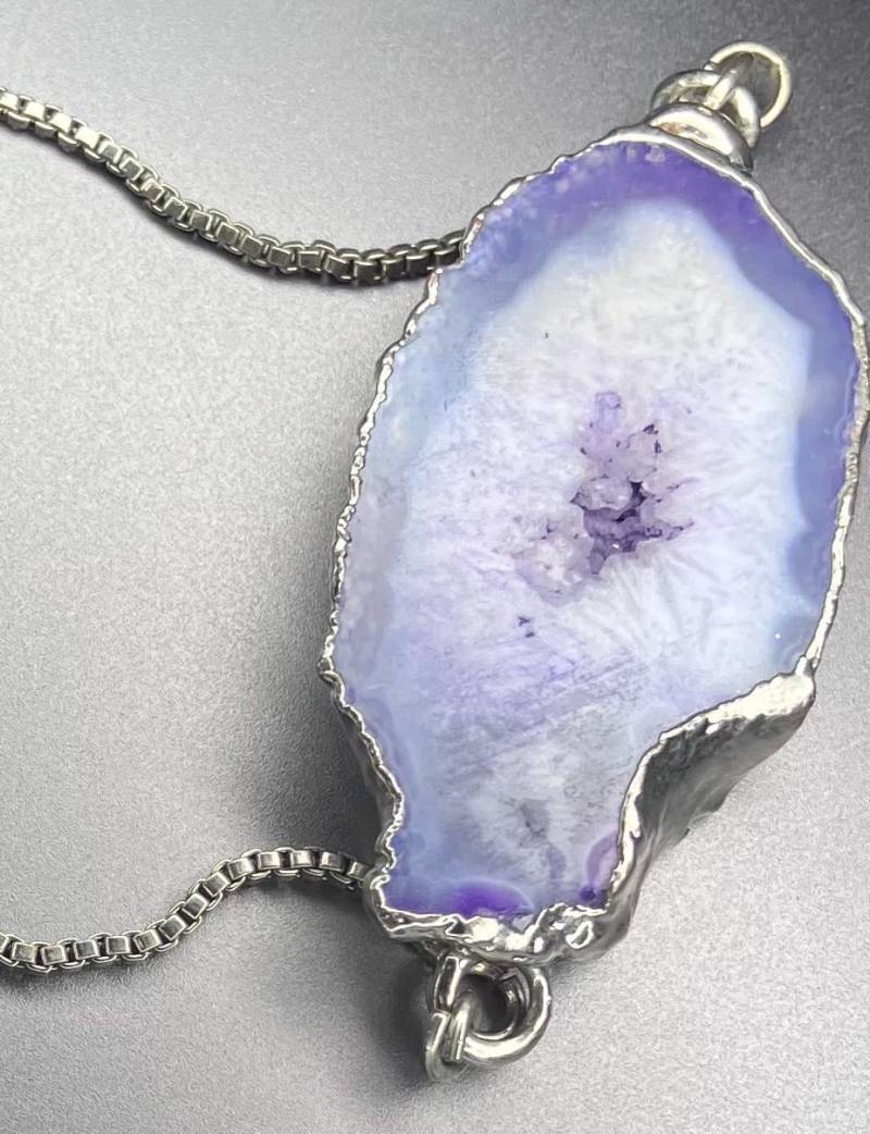 Blau Grau Geode Scheibe Verstellbar Armband von UpliftDesignShop