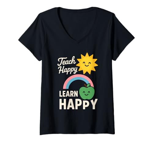 Damen Lehrer Positive Motivation Klassenzimmer Happy T-Shirt mit V-Ausschnitt Damen Lehrer Positive Motivation Klassenzimmer Happy T-Shirt mit V-Ausschnitt von Uplifting Teacher Cheerful Appreciation Gift