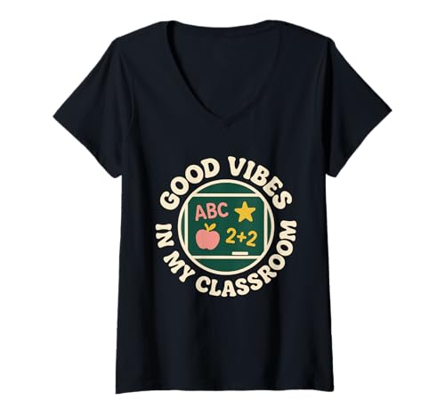 Damen Lehrer Positive Motivation Klassenzimmer Happy T-Shirt mit V-Ausschnitt Damen Lehrer Positive Motivation Klassenzimmer Happy T-Shirt mit V-Ausschnitt von Uplifting Teacher Cheerful Appreciation Gift