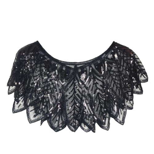 1920s Stola Damen Retro V-Kragen Pailletten Schal Umschlagtücher Hochzeit Braut Schal Schulter Bedeckung für Abendkleid 20er Jahre Stil Kostüm Accessoires von Uposao