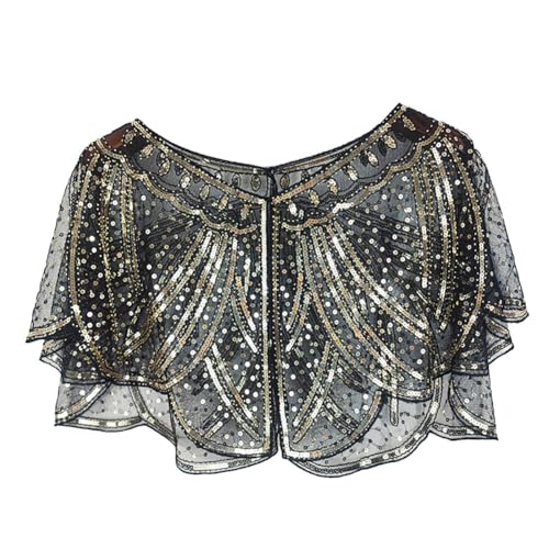 1920s Stola Damen Retro V-Kragen Pailletten Schal Umschlagtücher Schulter Bedeckung für Abendkleid 20er Jahre Stil Party Kostüm Accessoires von Uposao