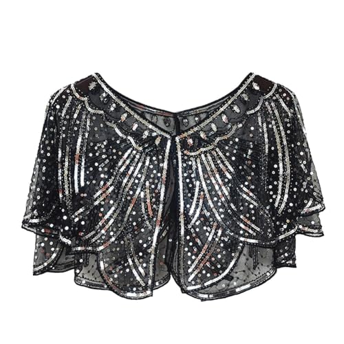 1920s Stola Damen Retro V-Kragen Pailletten Schal Umschlagtücher Schulter Bedeckung für Abendkleid 20er Jahre Stil Party Kostüm Accessoires von Uposao