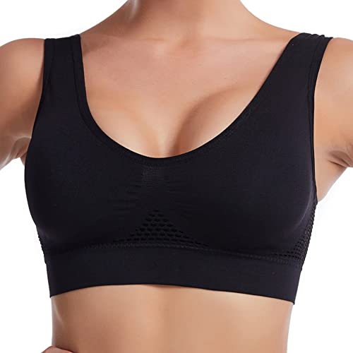 Bügelloser Sport-BH für Damen, Push-Up, bequem, elastischer BH, für Yoga, Jogging, atmungsaktives Netzgewebe auf der Rückseite von Uposao