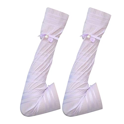 Damen Kühlung Arm Ärmel, 1 Paar UV-Schutz Arm Sleeves Spitze Armstulpen Lange Arme Ärmel Kühlung Atmungsaktiv Anti-Rutsch Sommer Armstulpe Handstulpen für Frauen Radsport Golf Radfahren,Lila von Uposao