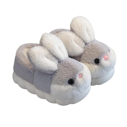 Hausschuhe Damen Winter warme Furry Bunny Kaninchenschuhe Pantoffeln Plüsch Cartoon Leicht rutschfeste Slippers Flauschige Tierhasenhausschuhe süße Haus Hausschuhe Indoor Schuhe für Frauen,24-25 EU von Uposao