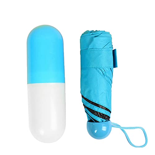 Regenschirm Klappschirm, Windfest UV Schutz Ultraleicht Regenschirm Sturmfest Klein Taschenschirm Faltbar Robust Mini Umbrella für Herren,Kinder,Damen für Reisen und den Außenbereich,Blau von Uposao