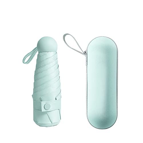 Regenschirm Klappschirm Mit 5 Rippen, Klein Sturmfest Taschenschirm Kompakt Mini Leicht Windsicher für Regen und Sonne UV-beständig Faltend für Mädchen Damen, Grün #3 von Uposao