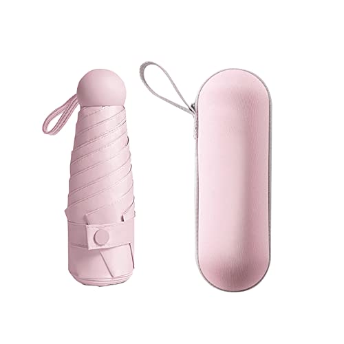 Regenschirm Klappschirm Mit 5 Rippen,,Klein Sturmfest Taschenschirm Kompakt Mini Leicht Windsicher Taschenschirm für Regen und Sonne UV-beständig Faltender Taschenschirm für Mädchen Damen,Rosa #2 von Uposao