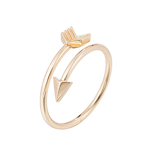Uposao 1 Stücke Amor Pfeil Ringe für Damen Herren, Größe Verstellbar Stapelring für Frauen offener Knöchelring Fingerring Geeignet als Verlorbungsring Partnerring,Gold von Uposao