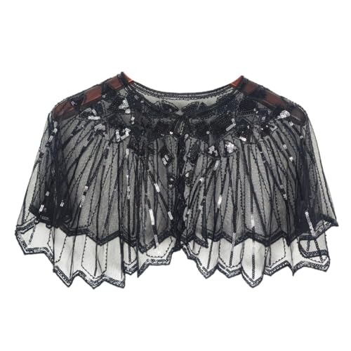 Uposao 1920s Stola Schal Frauen Pailletten Umschlagtücher für Abendkleid Party Kostüm Accessoires von Uposao