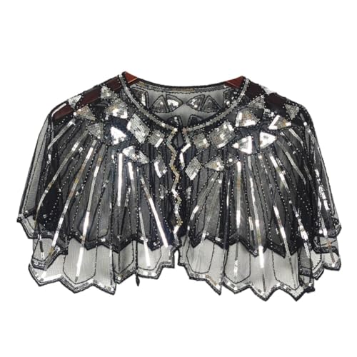 Uposao 1920s Stola Schal Frauen Pailletten Umschlagtücher für Abendkleid Party Kostüm Accessoires von Uposao