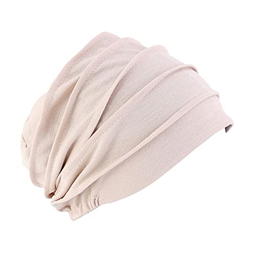 Uposao Chemo Kopftuch für Frauen, Baumwolle Bandana Turban Muslim Bandana Kopftücher Headwrap Hijab Bonnet Kopfbedeckung Schlafmütze Muslimisches Chemotherapie-Kappe Kopftuch,Beige von Uposao