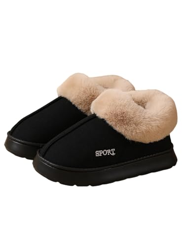 Uposao Damen Herren Hausschuhe Geschlossen Winter Warme Faux Pelz Slippers Hausschuhe Microsuede Plüsch Wärme Kuschelige Bequeme Home Slippers von Uposao
