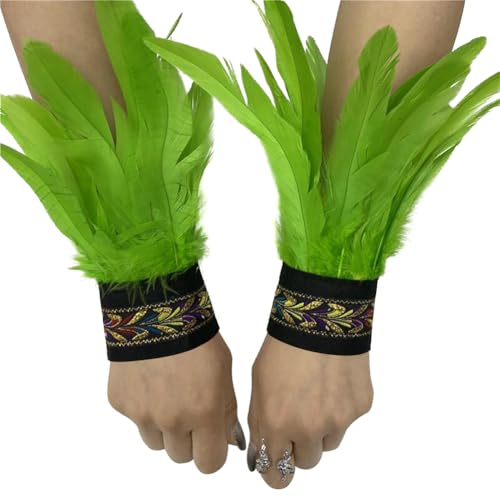 Uposao Feder Manschetten Federarmband Damen Gothic Feder Manschetten Armbänder Halloween Cosplay Kostüm Accessoire Fasching Feder Armband für Game Party Halloween Kostüm von Uposao