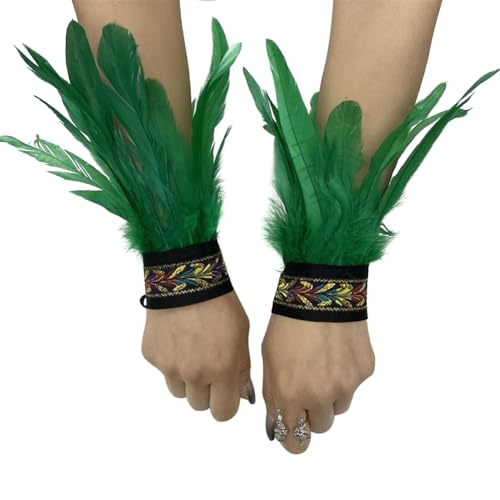 Uposao Feder Manschetten Federarmband Damen Gothic Feder Manschetten Armbänder Halloween Cosplay Kostüm Accessoire Fasching Feder Armband für Game Party Halloween Kostüm von Uposao
