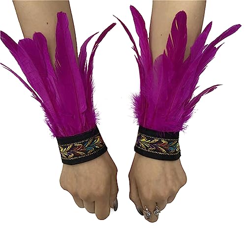 Uposao Ethno-Federarmband - Feder Manschetten Armband Damen Gothic - Unisex Federarmband für Game Party Halloween Kostüm Accessoire Fasching - 2 Count von Uposao