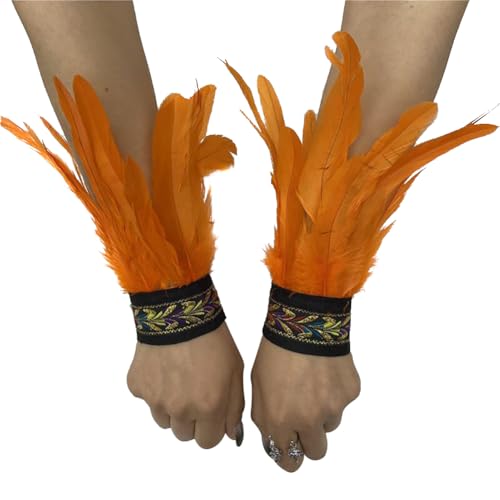 Uposao Feder Manschetten Federarmband Damen Gothic Feder Manschetten Armbänder Halloween Cosplay Kostüm Accessoire Fasching Feder Armband für Game Party Halloween Kostüm von Uposao