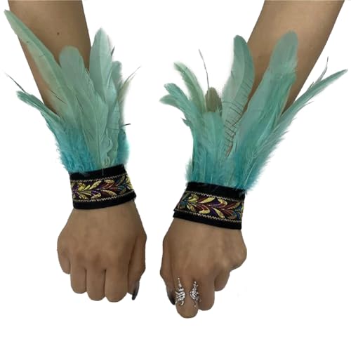 Uposao Feder Manschetten Federarmband Damen Gothic Feder Manschetten Armbänder Halloween Cosplay Kostüm Accessoire Fasching Feder Armband für Game Party Halloween Kostüm von Uposao