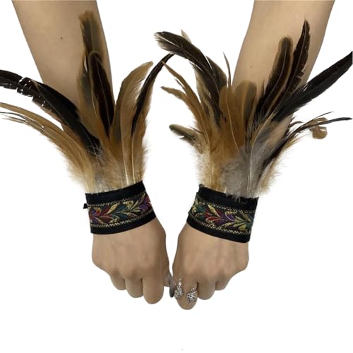 Uposao Feder Manschetten Federarmband Damen Gothic Feder Manschetten Armbänder Halloween Cosplay Kostüm Accessoire Fasching Feder Armband für Game Party Halloween Kostüm von Uposao