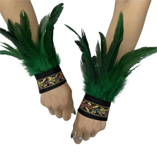 Uposao Feder Manschetten Federarmband Damen Gothic Feder Manschetten Armbänder Halloween Cosplay Kostüm Accessoire Fasching Feder Armband für Game Party Halloween Kostüm von Uposao