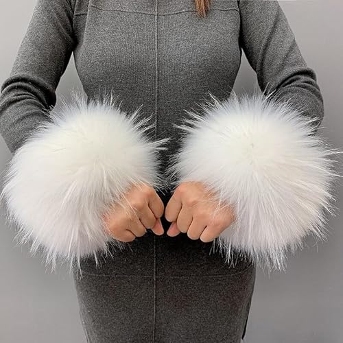 Uposao Fell Pelz Armstulpen,Damen Pulswärmer Kunstfell Fellstulpen Fell Manschette Handschuhe Kunstfell Winter Handgelenk Wärmer Wrist Band Cuffs für Pullover Mantel Weste Jacken für Frauen,Weiß von Uposao