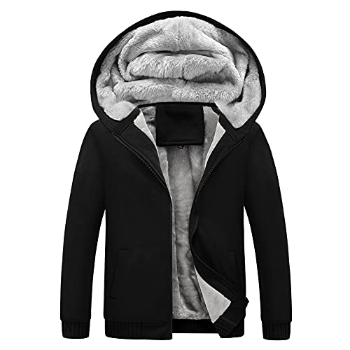 Uposao Herren Herbst Winter Warm Plus Fleece Jacke Cargo Winterparka Hoodie für Herren Outdoorjacke Mit Kapuze Sweatshirt Warme Dicke Jacke Mantel Plus Größe von Uposao