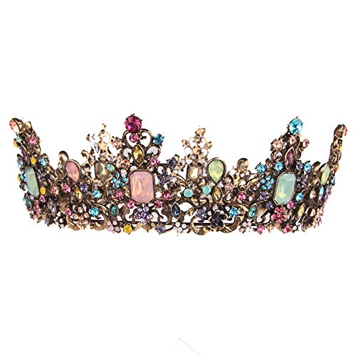 Uposao Vintage Roségold Krone für Frauen und Mädchen, Braut Tiara Diadem, Queen Krone mit Kristall und Strass, Party Haarschmuck, Bunt von Uposao