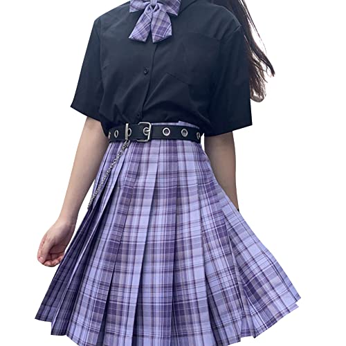 Uposao Mode Hohe Taille Faltenrock Mini Röcke Harajuku Koreanischer Stil Niedlich Kawaii Röcke für Mädchen Plaid Faltenrock Damen von Uposao