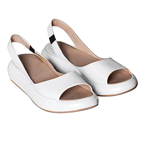 Uposao Orthopädische Offene Zehen-Ledersandalen Für Damen, Fischmaul-Sandalen, Bequeme Schuhe, Sandalen, Offene Zehen, Bequeme Fischmaul-Sportsandale, Lässig, Sommer, Wanderschuhe, Strand, Reisen von Uposao