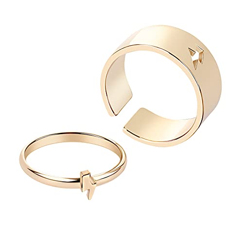 Uposao Paar Ringe Set, 1 Paar Blitz Liebhaber Paar Ringe Verlobungsversprechen Ringe Verstellbare Mode Ringe Set Für Männer Frauen Romantischer Schmuck Geschenk Jubiläum Geburtstagsgeschenk,Gold von Uposao