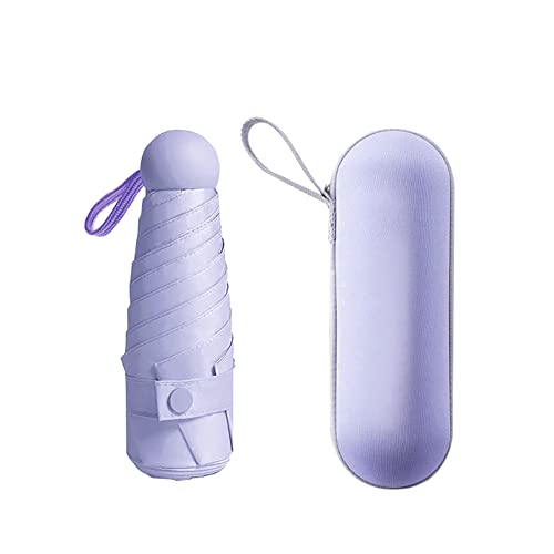 Uposao Regenschirm Klappschirm Mit 5 Rippen, Klein Sturmfest Taschenschirm Kompakt Mini Leicht Windsicher für Regen und Sonne UV-beständig Faltend für Mädchen Damen, Lila von Uposao