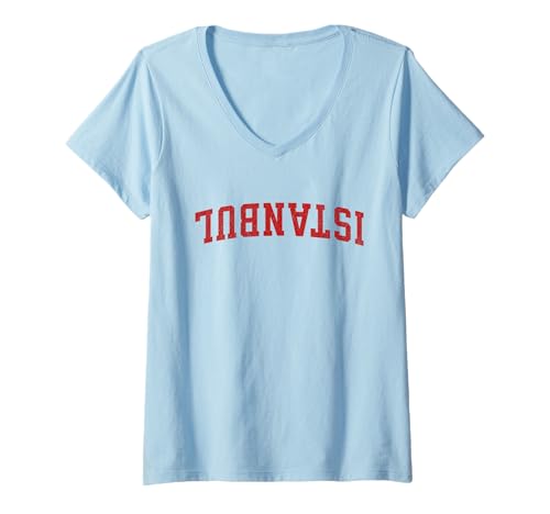 Damen Upside Down Stadtname Istanbul T-Shirt mit V-Ausschnitt Damen Upside Down Stadtname Istanbul T-Shirt mit V-Ausschnitt von Upside Down Cities Graphics Collection