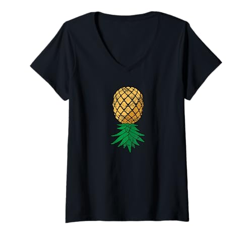 Damen Upside Down Ananas für Swinger und Swinger-Paare T-Shirt mit V-Ausschnitt Damen Upside Down Ananas für Swinger und Swinger-Paare T-Shirt mit V-Ausschnitt von Upside Down Pineapple Designs for Sharing Swingers