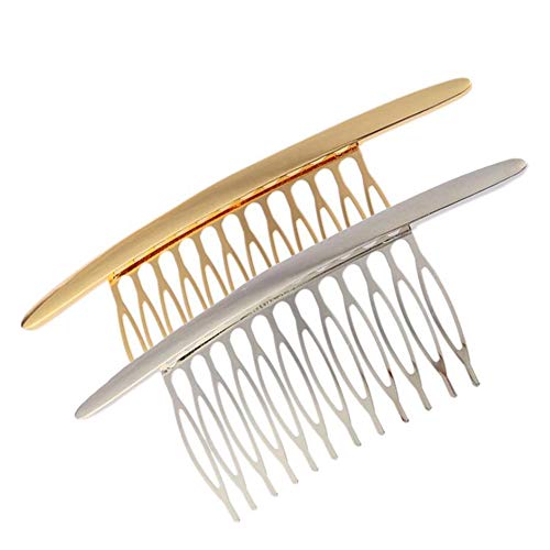 2 STÜCKE Gebogene Legierung Haar Seite Kämme Haarspange Kämme Französisch Haar Twist Insert Grips Haarspangen Haarschmuck Styling-Tool Haar Dekoration für Frauen Mädchen (Silber + Gold) von Upstore