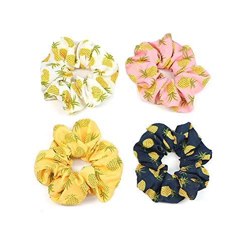 4 STÜCKE Ananas Gedruckt Haargummi Elastische Haarbänder Haargummi Krawatten Seile Pferdeschwanz Halter Haar Bobbles Haarschmuck für Frauen Mädchen Farbe Zufällig von Upstore