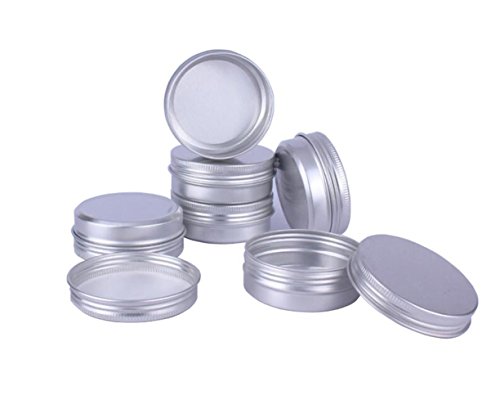 Silberfarbene Aluminium-Deckel für Kosmetikproben-Verpackung, Schraubdeckel für Dosen/Behälter mit für Lippenbalsam und selbst hergestellte Salben, Kerzen, Lidschatten 12 x 60 ml/g von Upstore