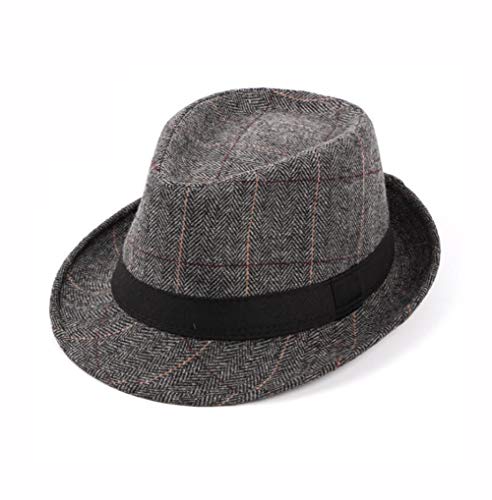 Upstore Herren Klassische Karomuster Manhattan strukturiert Gangster Trilby Fedora Hut Cuban Style Derby Hut Jazz Cap von Upstore