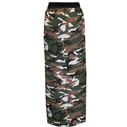 Uptown Girl Damen Langer Jersey Maxi Stretch Gypsy Bodycon Rock Gr. 48, Camouflage von Uptown Girl