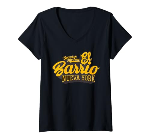 Damen EL Barrio Nueva York Heritage T-Shirt T-Shirt mit V-Ausschnitt Damen EL Barrio Nueva York Heritage T-Shirt T-Shirt mit V-Ausschnitt von Uptown Roots Apparel