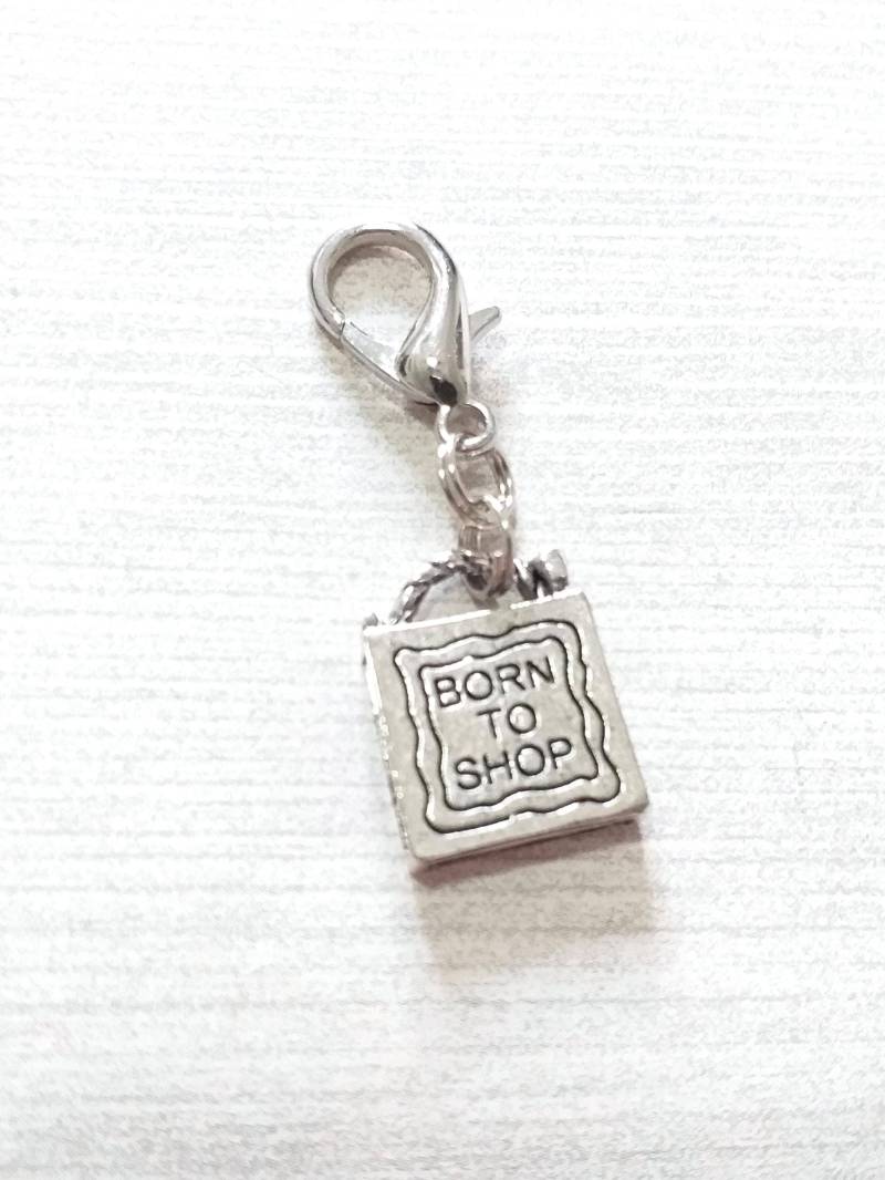Born To Shop Reißverschluss-Schlüsselanhänger, Shoppers Schlüsselanhänger Verschluss, Damen Handtasche Reißverschluss Charm Clip, Shopping von UptownYvette