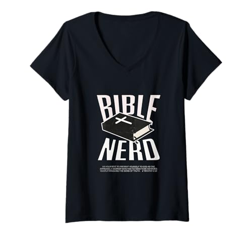 Damen Bibel Nerd Christliche Theologie Student Heiliger Geist Jesus Gott T-Shirt mit V-Ausschnitt von Upward Spin