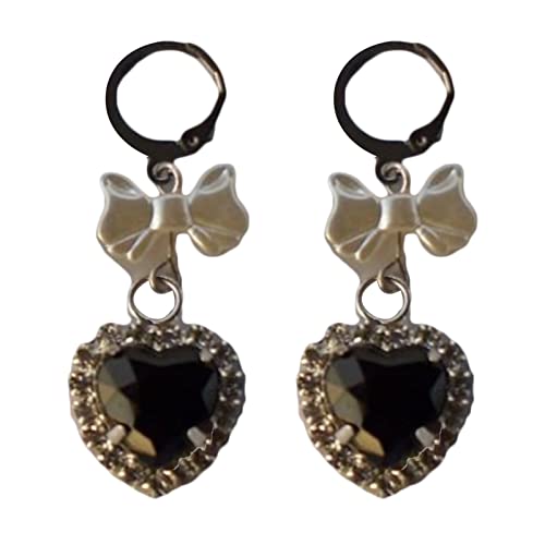 3-Farben Zirkon Bowknot Heart Drop Dangle Hoop Ohrringe Für Frauen Mädchen Koreanische Mode Ohr Juwelengeschenke Party von Uqezagpa