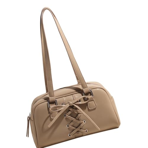 Anspruchsvolle Ballett-Schultertasche mit Schleifen, Dekoration, PU-Leder, Unterarmtasche für modische Frauen, PU-Leder, khaki, One Size von Uqezagpa