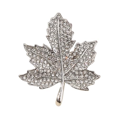 Brosche in Blattform mit Metalllegierung und farbigem Zirkon, Statement-Brosche, Schmuck, Ahornblatt-Brosche, Einheitsgröße, Wie beschrieben von Uqezagpa