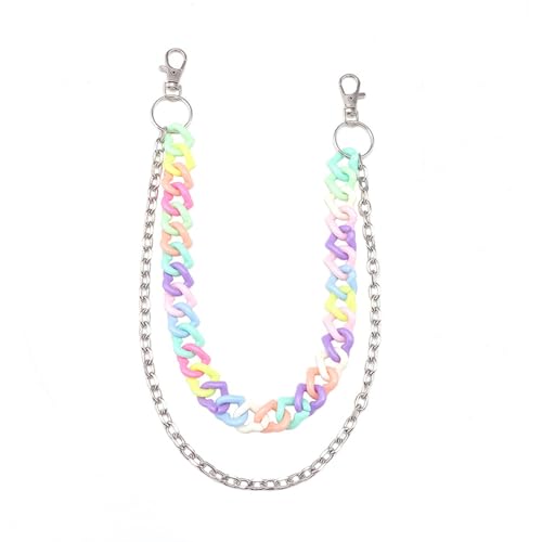 Bunter Acryl-Kettengürtel, verstellbare Länge, doppellagig, Hose, Kette, Mode-Accessoire, Streetwear, Schmuck für Damen, trendiger Jugendschmuck, Einheitsgröße, Wie beschrieben, Wie beschrieben von Uqezagpa