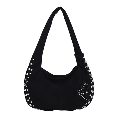 Damen Handtasche Slouchy Bag Nieten Shopper Schultertaschen Koreanische Stile Unterarm Geldbörse Handtasche für den täglichen Gebrauch Casual Daily Bag, Schwarz , One Size Damen Handtasche Slouchy Bag Nieten Shopper Schultertaschen Koreanische Stile Unterarm Geldbörse Handtasche für den täglichen Gebrauch Casual Daily Bag, Schwarz , One Size von Uqezagpa