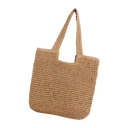 Damen-Handtasche aus gewebtem Stroh, Unterarmtasche, Schultertaschen, große Kapazität, Tragegriff oben, leicht, Reisen, Schultertasche, Urlaub, Strohtasche, khaki, One Size Damen-Handtasche aus gewebtem Stroh, Unterarmtasche, Schultertaschen, große Kapazität, Tragegriff oben, leicht, Reisen, Schultertasche, Urlaub, Strohtasche, khaki, One Size von Uqezagpa